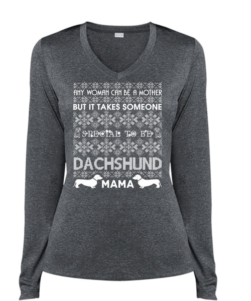 To Be Dachshund Mama T Shirt, I Love My Dog T Shirt, Cool Shirt (Ladies LS Heather V-Neck)