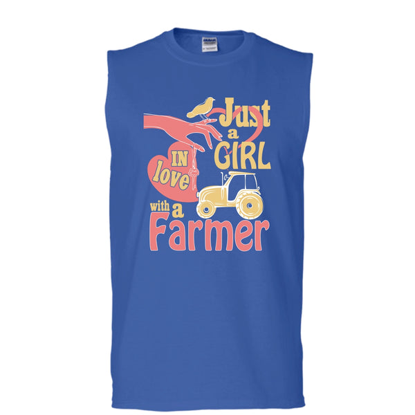 Just A Girl T Shirt, In Love With A Farmer T Shirt, Cool T Shirt (Men's Cotton Sleeveless)
