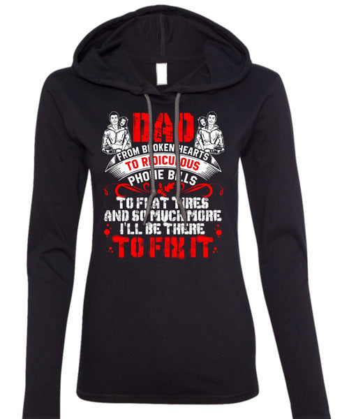 Dad From Broken Heart T Shirt, Being A Papa T Shirt (Anvil Ladies Ringspun Hooded)