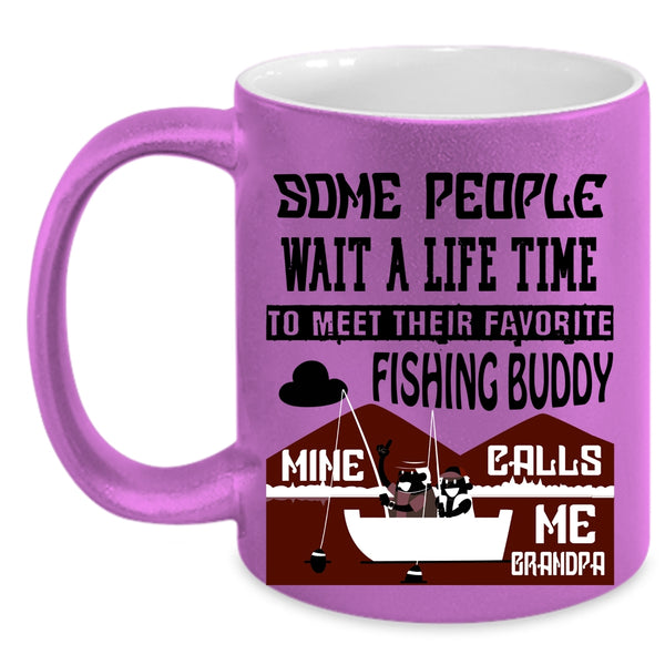 Mine Calls Me Grandpa Coffee Mug, My Favorite Fishing Buddy Accent Mug