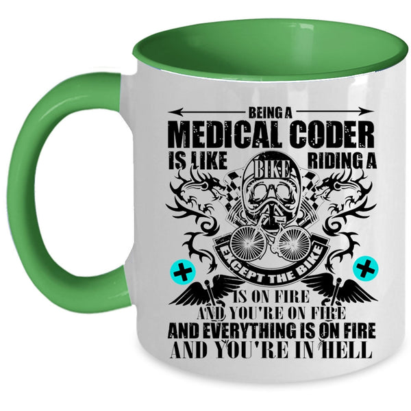 Riding A Bike Coffee Mug, Being A Medical Coder Accent Mug