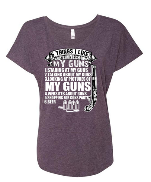 Shooting My Guns T Shirt, Being A Veteran T Shirt, Cool Shirt (Ladies' Triblend Dolman Sleeve)