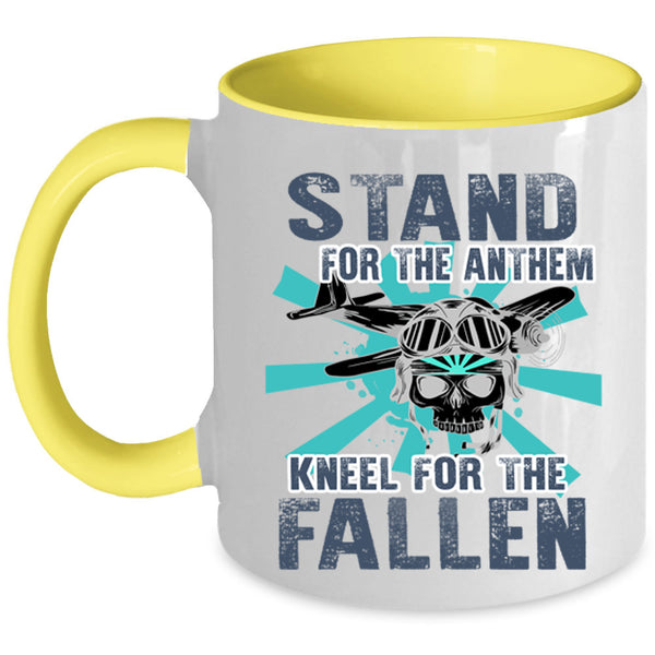 Pilots Coffee Mug, Stand For The Anthem Kneel For The Fallen Accent Mug