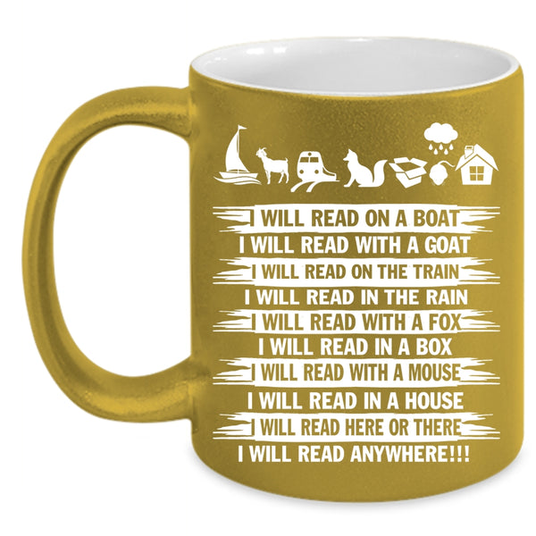 I Will Read On A Boat Coffee Mug, I Will Read Anywhere Coffee Cup
