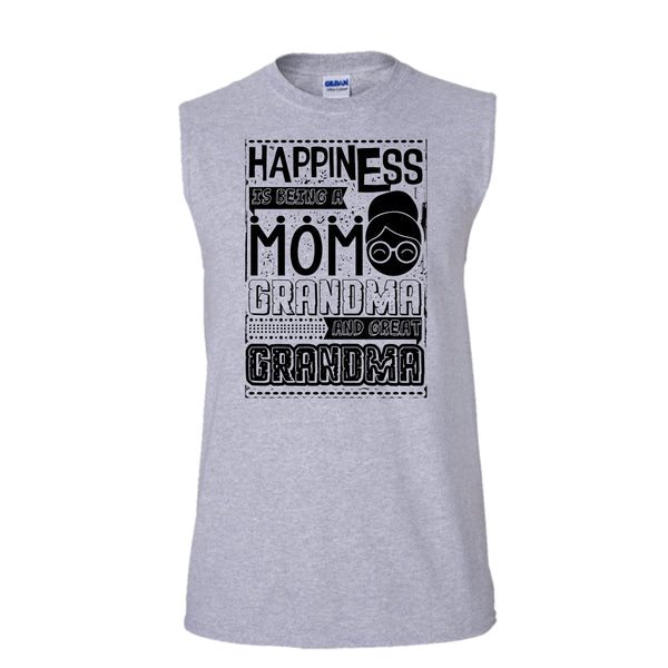 Happiness Is Being A Mom T Shirt, And Great Grandma Tank Top (Men's Cotton Sleeveless)