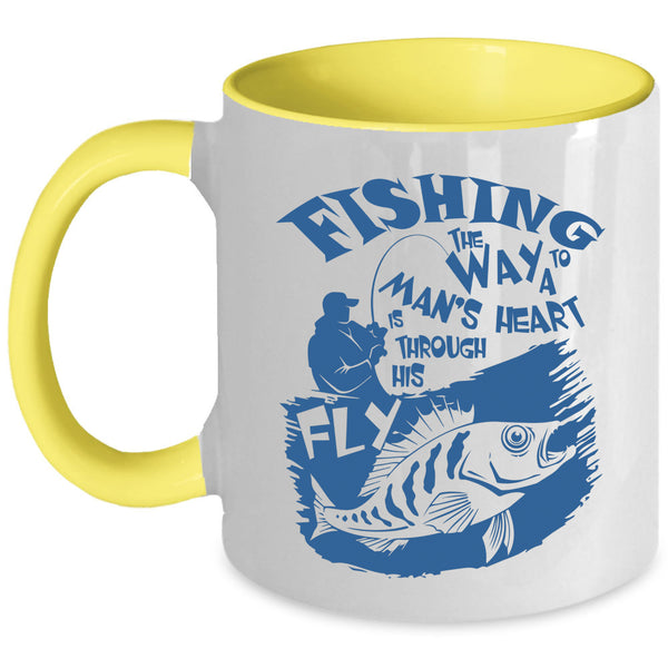 I Love Husband Coffee Mug, Fishing The Way To A Man's Heart Accent Mug
