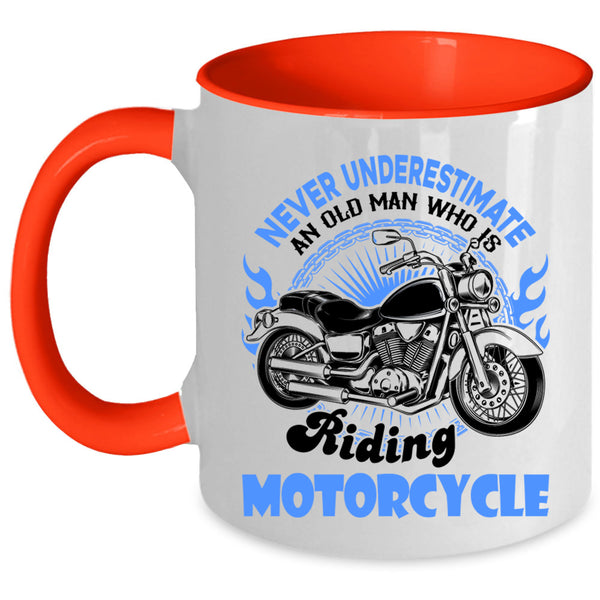 Cool Grandpa Coffee Mug, An Old Man Is Riding Motorcycle Accent Mug