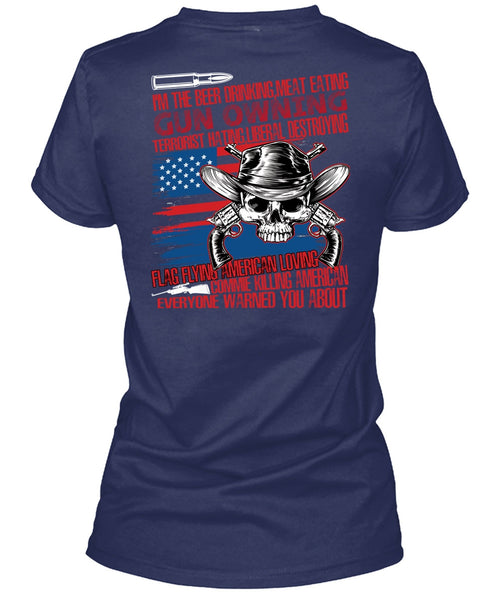 Meat Eating Gun Owning T Shirt, Flag Flying T Shirt