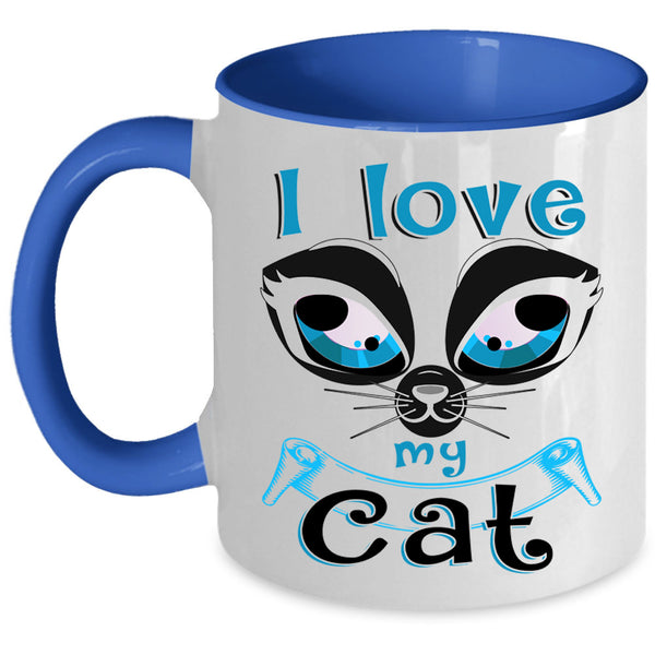 Cute Gift For Cat Lovers Coffee Mug, I Love My Cat Accent Mug
