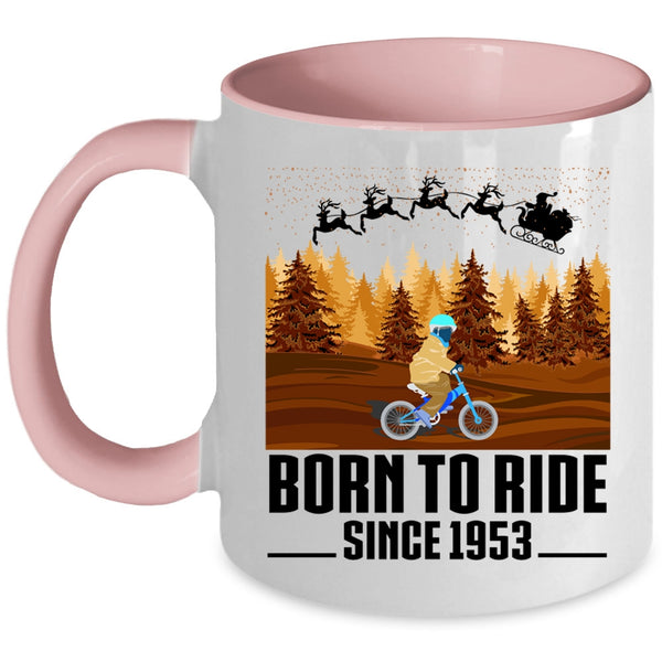 Cute Christmas Coffee Mug, Born To Ride Accent Mug