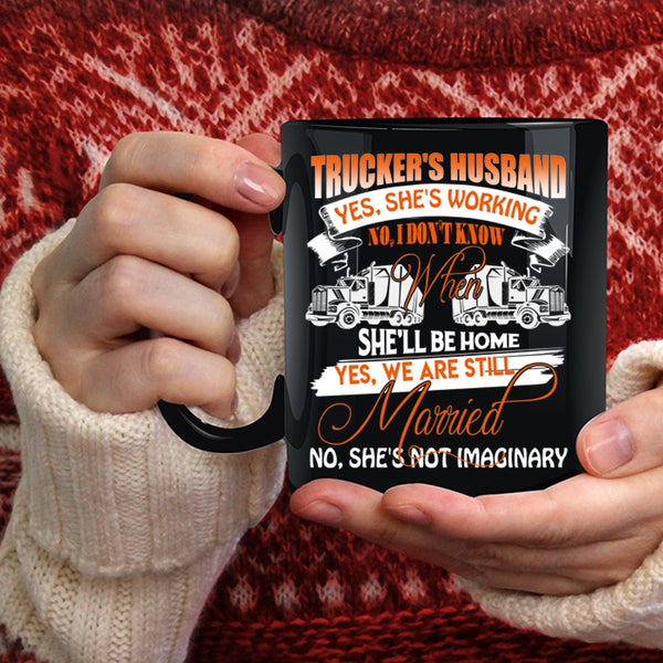 Trucker's Husband Coffee Mug, Cool Just Married Coffee Cup