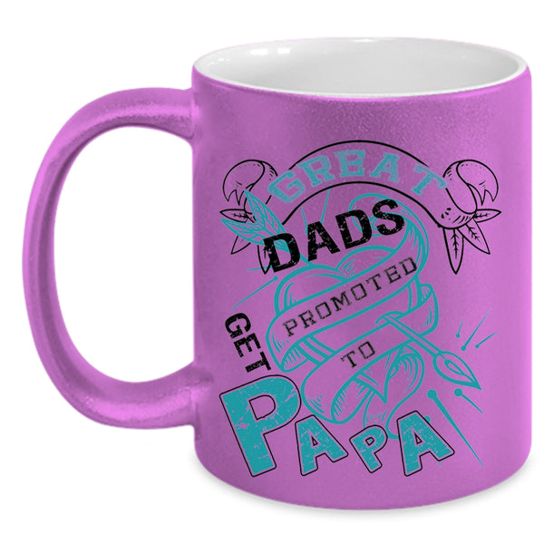 Awesome Papa Coffee Mug, Great Dads Get Promoted To Papa Accent Mug