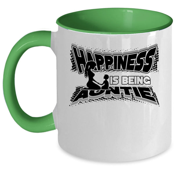 Cute Aunt Coffee Mug, Happiness Is Being Auntie Accent Mug