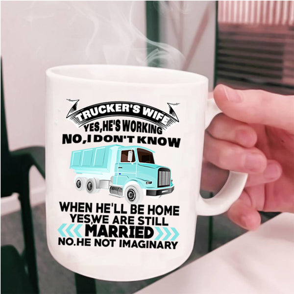 Cool Just Married Coffee Mug, Trucker's Wife Cup