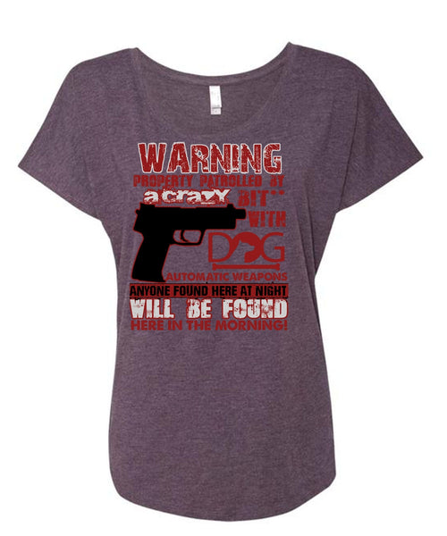 Dog Automatic Weapons T Shirt, Being A Veteran T Shirt, Cool Shirt (Ladies' Triblend Dolman Sleeve)
