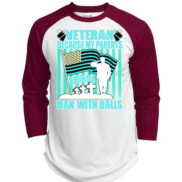 My Parents Raised A Man With Balls T Shirt, I Love Veteran T Shirt, Awesome T-Shirts  (Polyester Game Baseball Jersey)