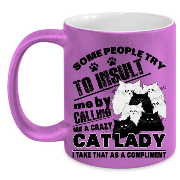 Cute Cat Lovers Coffee Mug, Crazy Cat Lady Accent Mug
