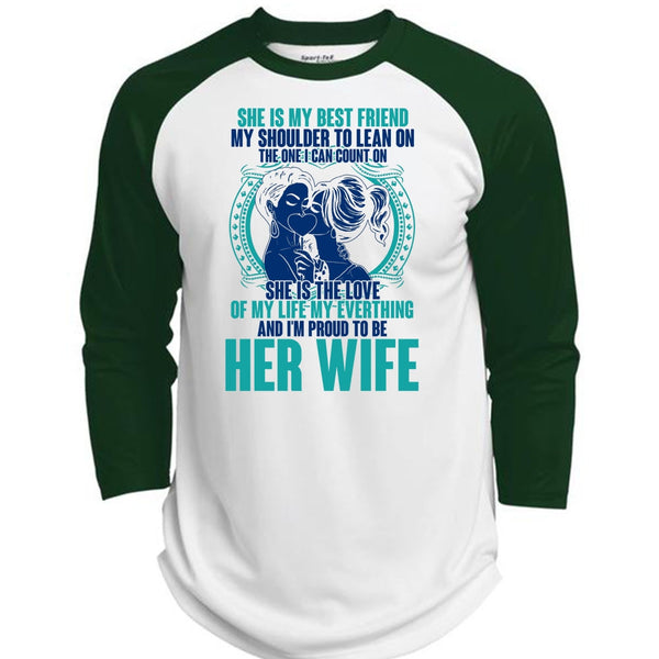 I'm Proud To Be Her Wife T Shirt, I Love Wife T Shirt, Awesome T-Shirts  (Polyester Game Baseball Jersey)