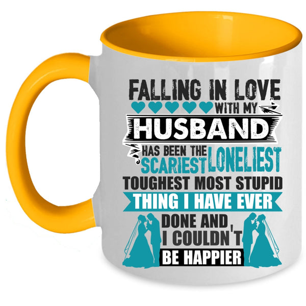 Cute Love Coffee Mug, Falling In Love With My Husband Accent Mug