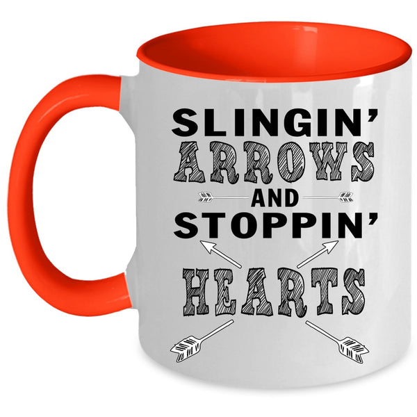 Stopping Hearts Coffee Mug, Slinging Arrows Accent Mug