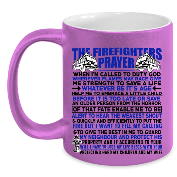 Cute Fireman Coffee Mug, The Firefighters Prayer Accent Mug