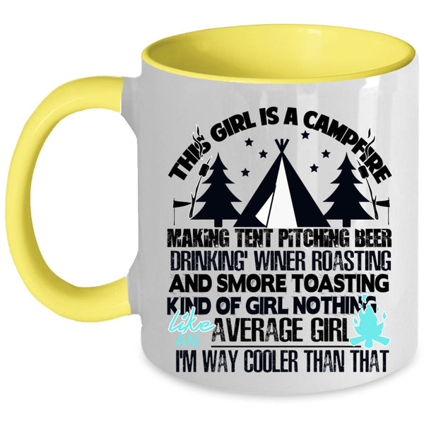 Cool Gift For Daughter Coffee Mug, This Girl Is A Campfire Accent Mug