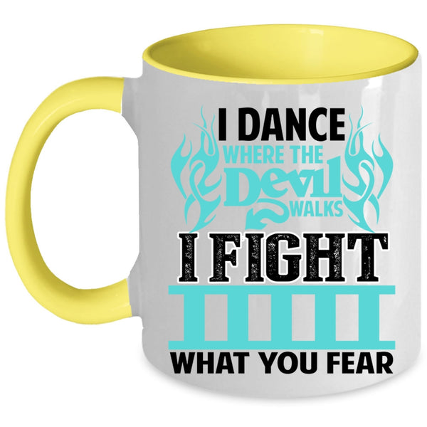 Awesome Firefighter Coffee Mug, I Dance Where The Devil Walks Accent Mug