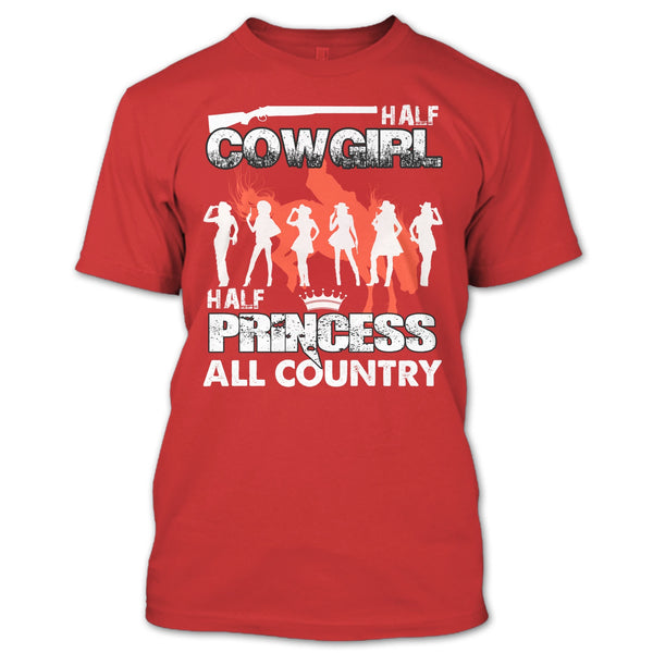 Half Cowgirl T Shirt, Half Princess T Shirt
