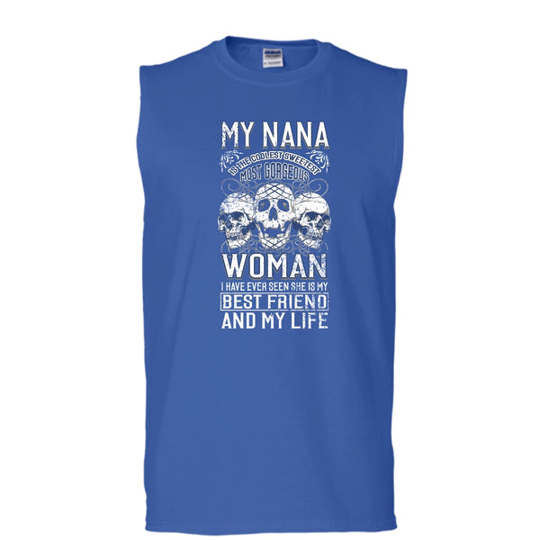 My Nana Is The Coolest Woman T Shirt, Awesome Nanny T Shirt, Cool T Shirt (Men's Cotton Sleeveless)