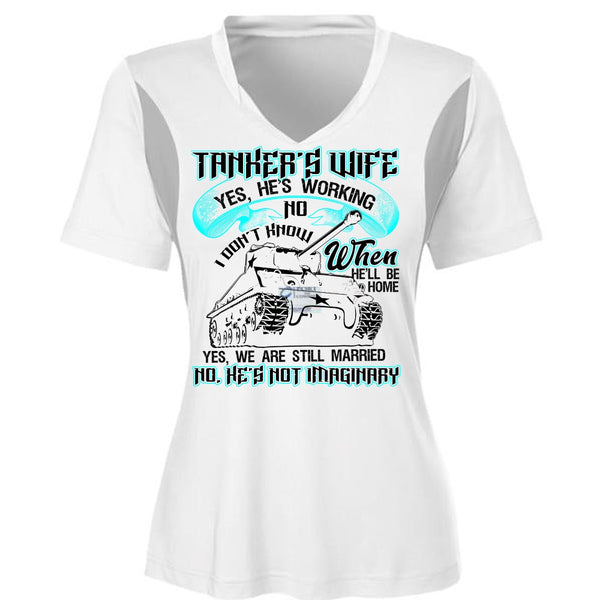 Tanker's Wife T Shirt, We Are Still Married T Shirt, Cool Shirt (Ladies LS Heather V-Neck)
