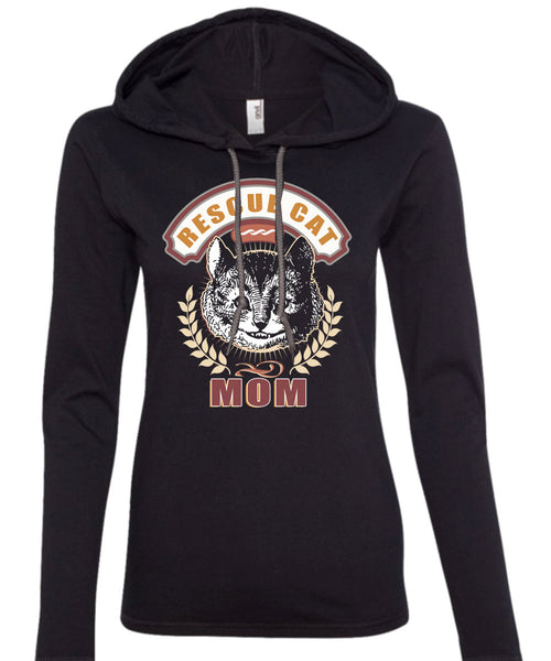 Rescue Cat Mom T Shirt, I Love My Cat T Shirt (Anvil Ladies Ringspun Hooded)
