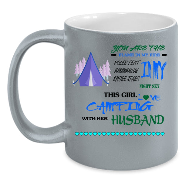 Funny Camping Coffee Mug, This Girl Loves Camping With Her Husband Accent Mug