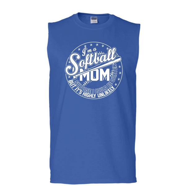 I'm A Softball Mom T Shirt, Coolest Softball Mom Tank Top (Men's Cotton Sleeveless)