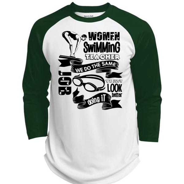 Women Swimming Teacher T Shirt, I Love Swimming T Shirt, Awesome T-Shirts  (Polyester Game Baseball Jersey)