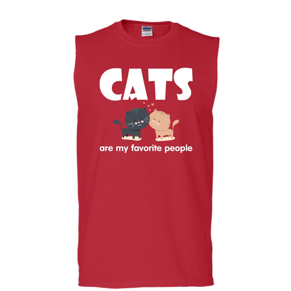Cats Are My Favorite People Shirt, Cool Cats Shirt (Men's Cotton Sleeveless)