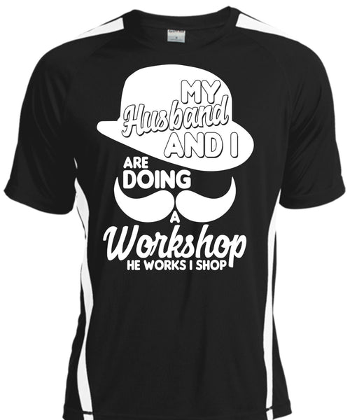 A black t-shirt with the shopify logo