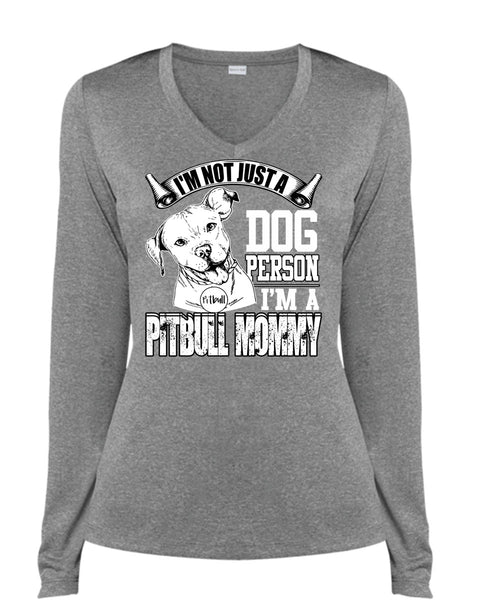 I'm Not Just A Dog Person T Shirt, I'm A Pit Bull Mommy T Shirt, Cool Shirt (Ladies LS Heather V-Neck)