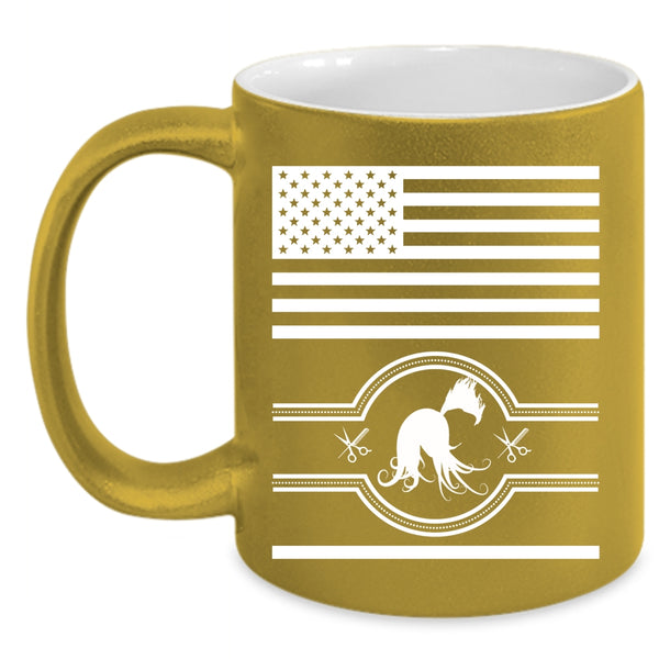 Cool Hairstylist Coffee Mug, Cool American Flag Coffee Cup