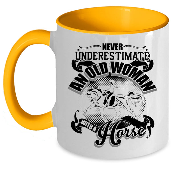 Cool Old Equestrian Coffee Mug, An Old Woman With A Horse Accent Mug