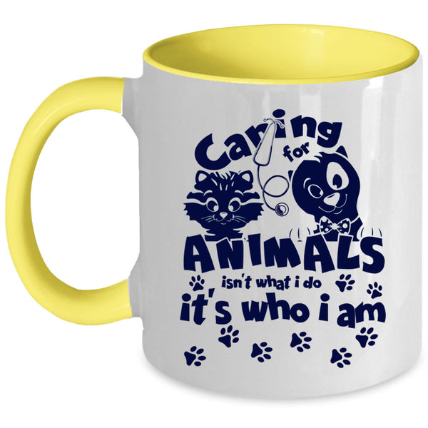 Cute Gift For Vet Tech Coffee Mug, Caring For Animals Accent Mug