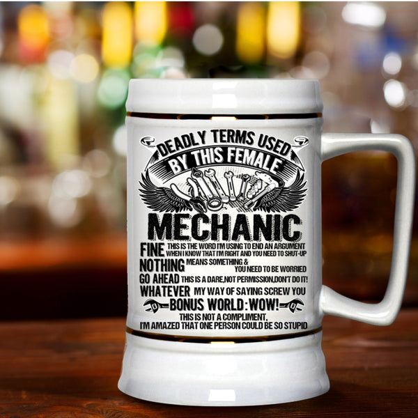 Cute Gift For Female Mechanic Beer Stein 22oz, Female Mechanics Beer Mug