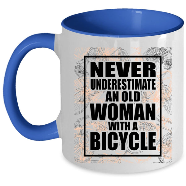 Funny Grandmas Coffee Mug, An Old Woman With A Bicycle Accent Mug