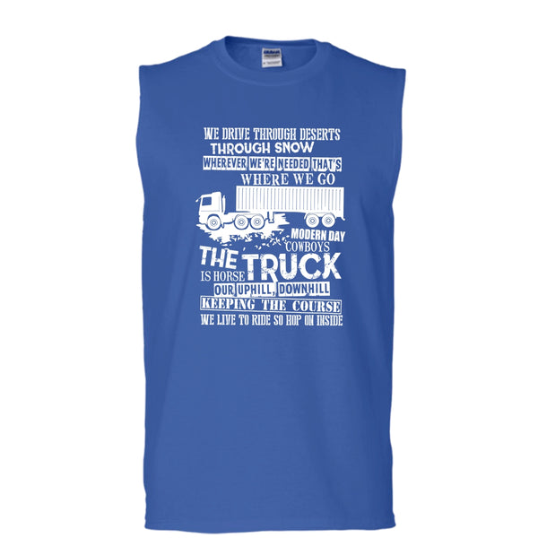 The Truck Is Horse T Shirt, Coolest Trucker T Shirt, Cool T Shirt (Men's Cotton Sleeveless)