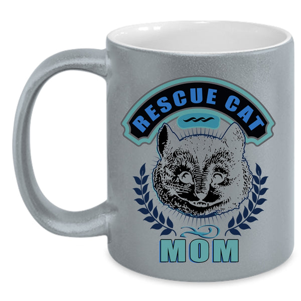 Awesome Gift For Mom Coffee Mug, Rescue Cat Mom Accent Mug