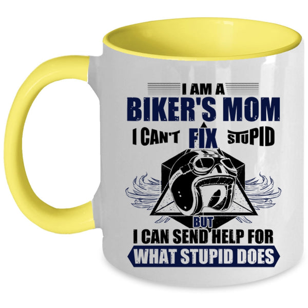 Cool Gift For Biker's Mom Coffee Mug, I Am A Biker's Mom Accent Mug