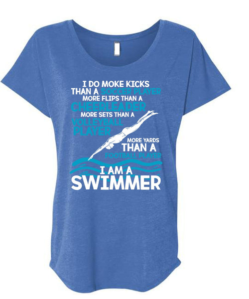 I Am A Swimmer T Shirt, Volleyball Player T Shirt, Cool Shirt (Ladies' Triblend Dolman Sleeve)