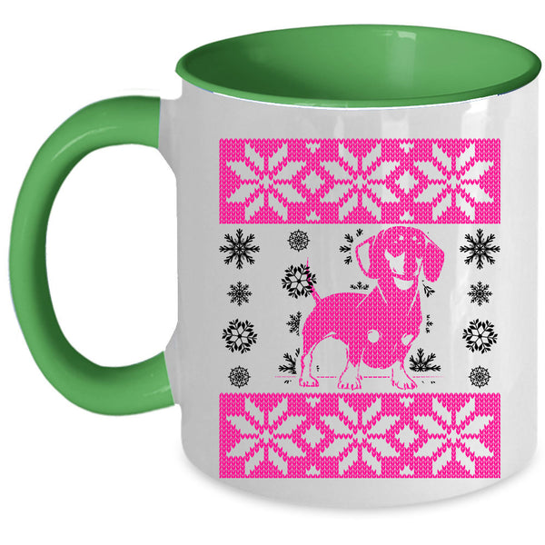Ugly Christmas Coffee Mug, Cute Dachshund Accent Mug