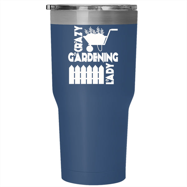Crazy Gardening Lady Tumbler 30 oz Stainless Steel, Funny Gift For My Wife Travel Mug