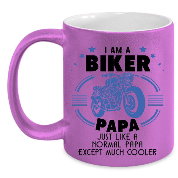 Cool Papa Coffee Mug, I Am A Biker Papa Accent Mug