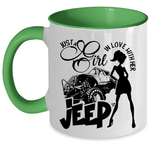 Beautiful Girls Coffee Mug, Just A Girl In Love With Her Jeep Accent Mug